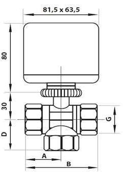 LUFBERG ZV3-15-5 1/2" třícestný zónový ventil rozměry