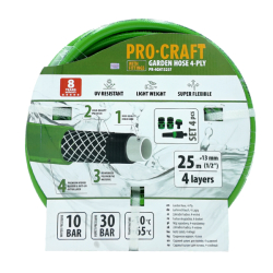 Zahradní hadice 4vrstvá 1/2" 25m PROCRAFT PR-4GH1325F