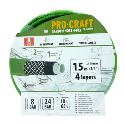 Zahradní hadice 4vrstvá 3/4" 15m PROCRAFT PR-4GH1915