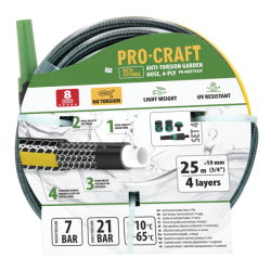 Zahradní hadice 4vrstvá 3/4" 25m PROCRAFT PR-4KAT1925F