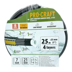 Zahradní hadice 4vrstvá 1" 25m PROCRAFT PR-4KAT2525