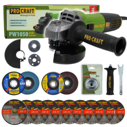 Úhlová bruska Procraft PW1050 + 10x+2x kotouč, rychloupínací matice