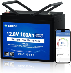 DCHOUSE lithium baterie LiFePO4 12V/100Ah 1280Wh Bluetooth