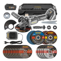 Aku bruska Procraft Industrial AG125B + 10x+4x+5x kotouč, rychloupínací matice