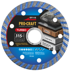 Diamantový řezný kotouč Turbo Procraft DT115 115mm