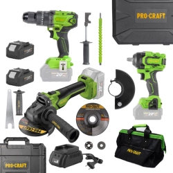 Procraft aku sada nářadí 20V 5dílů s baterií a nabíječkou