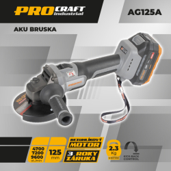 Aku bruska Procraft Industrial AG125A-1B-F (taška)