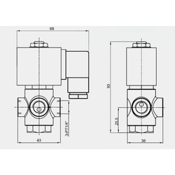 Třícestný elektromagnetický ventil G1/4 0 - 10bar 24V AC