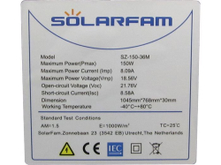 Fotovoltaický solární panel SOLARFAM 150W mono, ČERNÝ rám