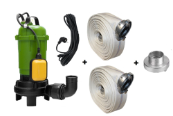 Kalové čerpadlo 750W sekací nože požární hadice 40m 10000l/h