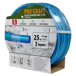 Zahradní hadice 3vrstvá 1/2" 25m PROCRAFT PR-3KGH1325