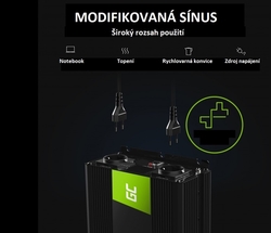 Green Cell měnič napětí 1500W ( 3000W ) modifikovaná sínus 24V na 230V