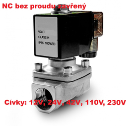 Elektromagnetický ventil  0-10bar nerez G1/2 NC HP