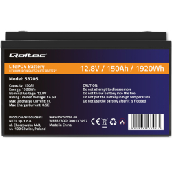 Qoltec lithium baterie LiFePO4 12,8V/150Ah 1920Wh