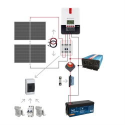 Solární sestava 880Wp baterie LiFePO4 24V 100Ah, měnič napětí 2000W