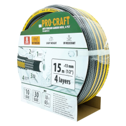 Zahradní hadice 4vrstvá 1/2" 15m PROCRAFT PR-4KAT1315