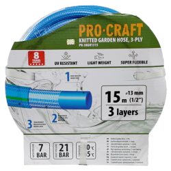 Zahradní hadice 3vrstvá 1/2" 15m PROCRAFT PR-3KGH1315