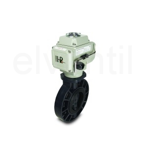 Klapkový ventil DN65 plast s elektrickým pohonem A500 24V DC