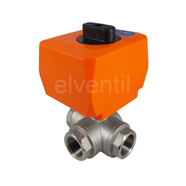 Třícestný kulový kohout 3/4" nerez s pohonem A83 230V