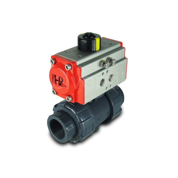 Kulový kohout 4" plast s pneumatickým pohonem AT92 1/4"