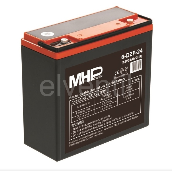 Trakční gelová baterie 12V/24Ah, Terminál D2 - M5, Deep Cycle