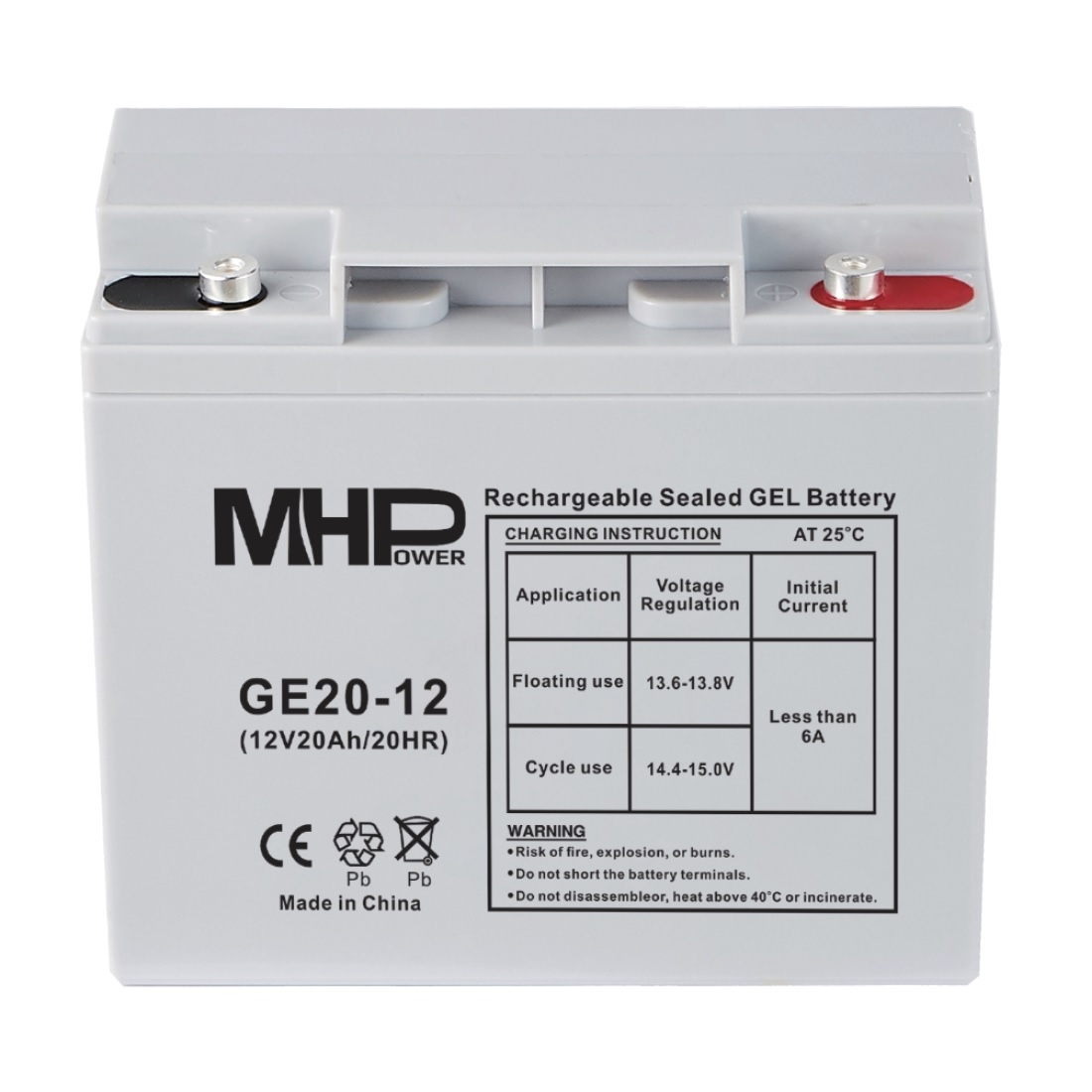 Gelový akumulátor 12V/20Ah, Terminál T1 - M5, Deep Cycle